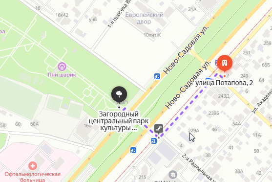 Маршрут от проката до парка пешком